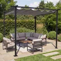 Pergola HWC-C42, Garten Pavillon, stabiles 6cm-Gestell + Schiebedach 3x3m grau