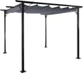 HW Pergola HWC-C42 6cm Gestell + Schiebedach grau Pavillon Überdachung Terrasse