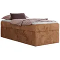 MKS Boxbett, Orange, Textil, 1-Sitzer, H3, Rechteckig, 90x200 cm, Oeko-Tex®, Schlafzimmer, Betten, Boxspringbetten