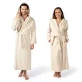 Möve Unisex-Bademantel Chenillebiesen, ideal für Sauna & Spa, Hotelbademantel, Morgenmantel, Langform, Walkfrottier beige XS