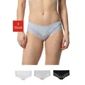 SNOCKS Hipster Panties Damen Unterhose (3-St., 3 Stück) mit Spitze, bequem und elegant grau|schwarz|weiß L