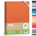 leevitex® Spannbettlaken 90x200cm - 100x200cm | Spannbetttuch Bettlaken | 100% Jersey Baumwolle | Matratzenhöhe bis 25 cm | Öko-Tex | Terrakotta/Dunkelorange