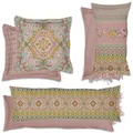 Pip Studio Dekokissen Majorelle Carpet Pink Blumen Blüten Wendeoptik Geblümt Streifen Gestreift Rosa Perkal Zierkissen, Größe:35 x 60 cm