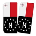 2 x Kennzeichen Sticker passgenau für EU Feld 11x5cm Design Aufkleber für Nummernschild Folie KFZ Schwarz oder mit Fahne waschstraßenfest R167 (15 Malta, Mit Flagge)