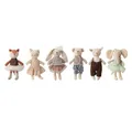 Bloomingville Plüschfigur Animal friends Doll, Stofftiere 6er Set, Plüschtier, Kuscheltier, Babyspielzeug, Stoffpuppen, ca. 16cm, Baumwolle, mehrfarbig