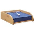 Relaxdays Serviettenhalter aus Bambusholz Hellbraun,Silber