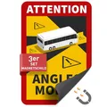 Betriebsausstattung24 3er Set Magnetschild Attention Angles Morts Bus/Wohnmobil - 17,0 cm x 25,0 cm - Französische StVO Artikel R.313-32-1 - Toter Winkel Warnschild - Frankreich