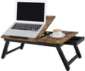 SONGMICS Laptoptisch, Laptopständer, Frühstückstablett, klappbare Beine, für Bett und Sofa, höhenverstellbar, für bis zu 15,6 Zoll Laptops, 55 x 35 x 23 cm, vintagebraun LLD105B01