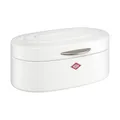 WESCO Single Elly Brotkasten in der Farbe weiß, pulverbeschichtetes Stahlblech, Lüftungslöcher und stabiler Handgriff, 32,2 x 22 x 14 cm