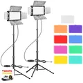 LED-Studiolicht 2 Stück Dimmbar 66 LED 9 Farbfilter 550