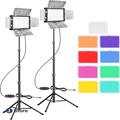 LED Videoleuchte 2 Stück Dimmbar 9 Farbfilter Barndoor 5500K