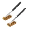 2X Grillfürst Premium Grillbürste mit Messing Borsten, 45 cm - Grill Reinigungsbürste für Grillrost, Grillrost Bürste mit langem 3-Fach Bürstenkopf