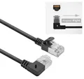 ACT Schwarzes 0.15 m U/FTP CAT6A LSZH Slimline-Patchkabel mit RJ45-Steckern 90° gewinkelt rechts zu gerade, 0,15 m, Cat6a, U/FTP (STP), RJ-45, RJ-45, Schwarz