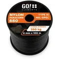 GO!elements Abspannleine Paracord 550 - 4mm, Paracord 550 aus reißfester Nylonschnur schwarz 100m
