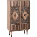 Adamina Kleiderschrank – Massivholz, handgeschnitzt, 150 cm, Boho & Mid-Century Stil