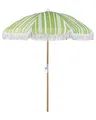 Sonnenschirm mit Volant Regenschutz Holzmast grün rund  150 cm Boho Mondello