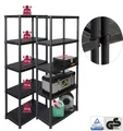 Kreher Standregal Set: 2 x Haushaltsregal "PLATIN" 15 Zoll (Schwarz) mit 5 Böden