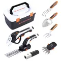 Yard Force VITA - Innovatives Gartenwerkzeug Set inkl. 4V/4Ah Akku | 6-in-1 Werkzeugkoffer | elektr. Gartenschere | elektr. Gras- und Strauchschere | Handschaufel | Handgrubber | Handgrabgabel