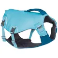 Ruffwear Confluence Hundeschwimmweste, mittelgroßes Hundesicherheitsgeschirr und Schwimmhilfe, 2 Hilfsgriffe, wasserdichte Rettungs- und Schwimmhilfe für Haustiere, Bioluminblau, Größe M