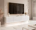 Idohome TV-Lowboard Angel 200 cm Weiß Hochglanz – Fernsehschrank, Wohnzimmer, TV-Schrank, Medienmöbel, Hängeschrank mit LED-Beleuchtung, Push-to-Open