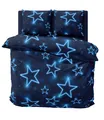 Winter Bettwäsche 200x220 cm Sterne dunkel blau leuchtoptik Flausch Warme Fleece