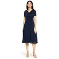 Vera Mont Cocktailkleid Damen im Glitzer-Look Materialmix blau XXL (46)