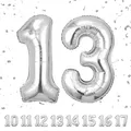 Geburtstag zahlen luftballon 13 jahre | Folienballon Sliber Folienballon in 4...