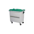 KOROK Müllcontainer Rossignol 660 L Kunststoff vier Räder grau/grün, mit Schiene 56648