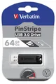 Verbatim Store n Go Pinstripe USB 3.0 black, Schwaru USB 3 Stick 64 GB