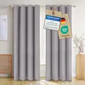 Blumtal Verdunklungsvorhänge 2er Set - Thermovorhang Hitzeschutz - Vorhang Blickdicht mit Ösen - Gardinenschals mit Schlaufen - Lärmschutzvorhang-Gardinen 175x140cm - Vorhänge Grau