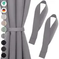 Blumtal Raffhalter für Vorhänge 2X - Vorhang Raffhalter 72x5 cm - waschbare Gardinenhalter Blickdicht - Raffhalter für Gardinen/Gardinen Raffhalter für Verdunkelungsvorhänge&Gardinenschals Dunkelgrau