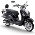 LuXXon Motorroller Cruiser - Retro City Roller Vintage mit 50 ccm - 3 PS für max. 45 kmh - Schwarz