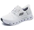 Skechers Damen Glide-Step PRO Slip-On, White Mesh/Silver Trim, 41 EU