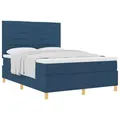 vidaXL Blaue Linien Design Bettrahmen 140 x 190 cm Stilvolle Holz Schlafzimmermöbel Innen Gebrauch Durable Foam Unterstützt Erwachsene Doppeltürer Moderne Matratze