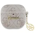 Guess Kopfhörer-Schutzhülle Hülle Case AirPods 4 Kunstleder rosa Logo Metal Kette goldfarbig, Kantenschutz