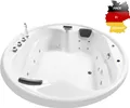 Basera BASIC Indoor Podest-Whirlpool Badewanne XXL Gomera Rund 182 x 182 cm mit 18 Massagedüsen, Wasserfall, LED-Ambiente
