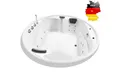 Basera® Whirlpool-Badewanne BASIC Indoor Podest-Whirlpool Badewanne XXL Gomera Rund 182 x 182 cm, (Komplett-Set), mit 18 Massagedüsen, Wasserfall, LED