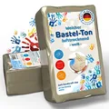 Selbsttrocknender Ton weiß – Bastelton lufthärtend – extra stabil mit Bindemittel – für Kinder & Einsteiger (1 Kilo)