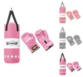 Bad Company Boxset für Kinder und Jugendliche bis 12 Jahre, rosa – gefüllter Boxsack 55 x 25 cm und Boxhandschuhe für Kinder mit 8 oz – hängender Boxsack-Set