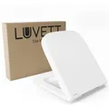 LUVETT WC-Sitz Premium, Softclose, Absenkautomatik, Duroplast, Oval D-Form Eckig (Inklusive 3 Befestigungsarten), mit Absenkautomatik, Wrap-Over, Duroplast, Deutsche Markenqualität weiß Eckig | 36.1 cm x 42.3 cm