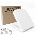 LUVETT® Q500 Toilettendeckel mit Absenkautomatik Eckig Weiß - SoftClose Klodeckel Abnehmbar - Klobrille aus Antibakteriellem Duroplast - WC Sitz 3in1 Befestigung Inkl. - Toilettensitz Made in EU