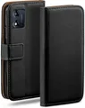 moex Handyhülle für Motorola Moto E13 Hülle Klappbar Book Case Schwarz 6,5 Zoll, Klapphülle Kartenfach Flip Cover Handytasche Leder Optik Schutzhülle