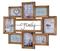 levandeo Bilderrahmen 68x56cm 8 Fotos Family 10x15 13x18 Echtholz Braun Fotorahmen Shabby Chic Vintage Collage Galerie Wohndeko Wanddeko
