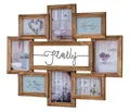 Levandeo® Bilderrahmen Collage, Bilderrahmen 68x56cm 8 Fotos Family Echtholz Braun Fotorahmen Shabby