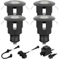 ledscom.de LED Bodeneinbauleuchte ATRIA für außen, IP65, schwarz, rund, 40mm Ø, kaltweiß 4er Set