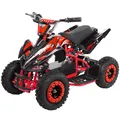 Actionbikes Motors Kinder Quad Elektro ATV Racer | 𝟑𝟔 Volt 𝟭𝟬𝟬𝟬 Watt Motor bis 𝟐𝟒 km/h - Kinderquad - Pocket Quad - Safety Touch Fußschalter - Für Kinder ab 8 Jahren (1000 Watt Schwarz/Rot)