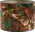 Lampenschirm Zylinder in Velours mit Vogel Motiven in Braun für Tischleuchte Tischlampe 40-40-30