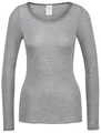 CALIDA True Confidence Langarmshirt Damen, aus Wolle-Seide, Feinripp, temperaturausgleichend, geruchshemmend Platin melé_ 36-38