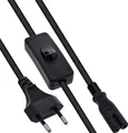 InLine Euro Netzkabel mit Schalter CEE7/16 zu IEC-C7 schwarz - Kabel - Strom/Netzteil (16150)