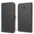 EAZY CASE Tasche kompatibel mit Huawei Ascend Y625 Schutzhülle mit Standfunktion Klapphülle im Bookstyle, Handytasche Handyhülle Flip Cover mit Magnetverschluss und Kartenfach, Kunstleder, Schwarz
